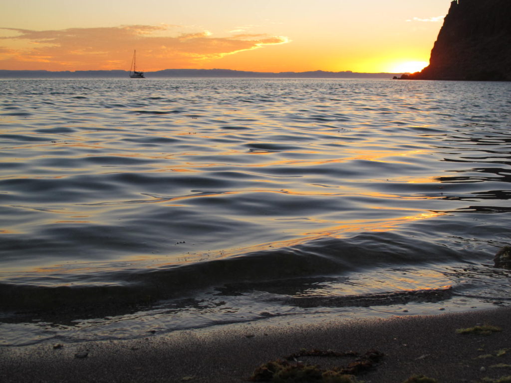 Sunset over a tropical beach